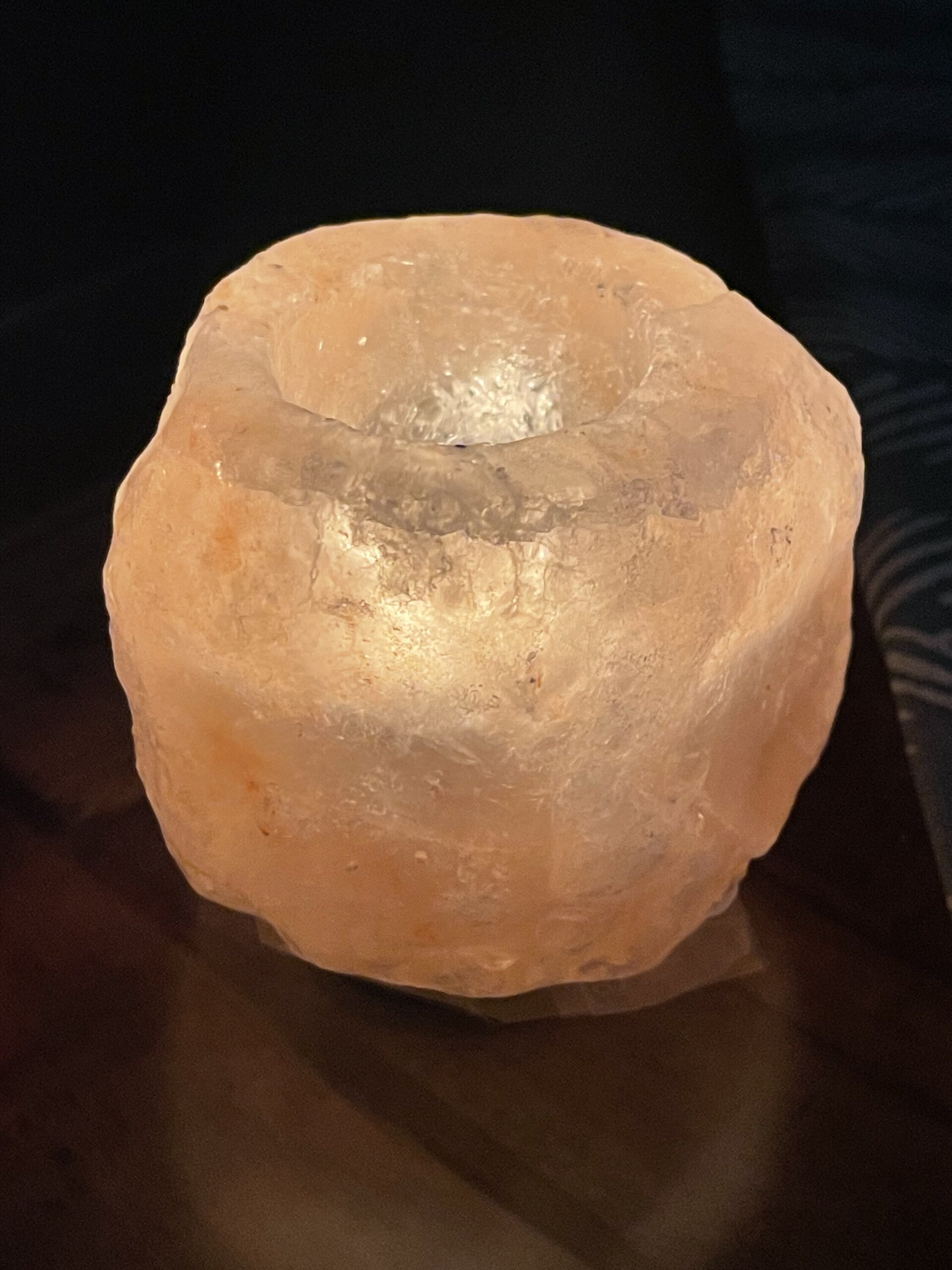 Porta velas piedra de sal. - 2